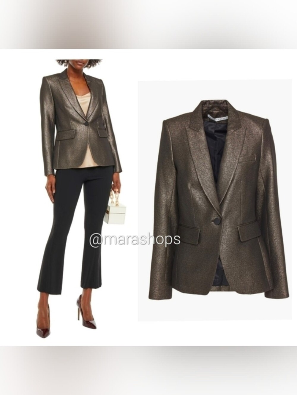 Veronica Beard Cutaway Dickey lamé blazer
